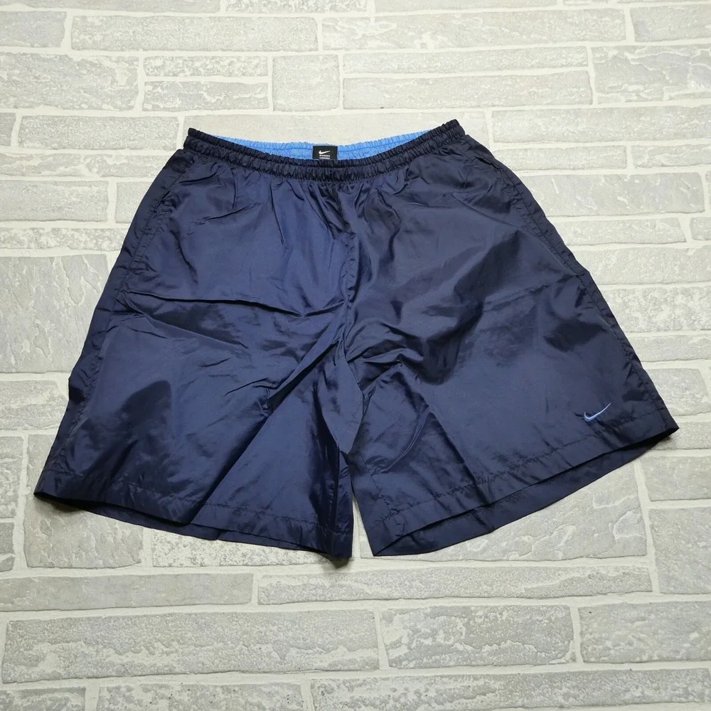 Vintage Nike Swim Trunks Mens XL Blue Grey‎ Tag Cargo Y2K Bathing Suit